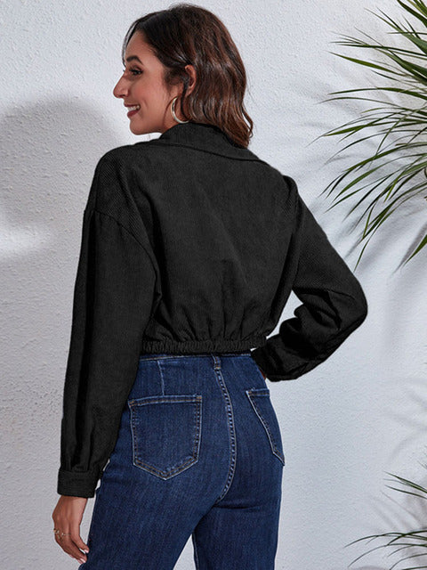 Autumn Spring Short Jacket Loose Turn Down Collar Long Sleeve Corduroy Coat  Outerwear The Clothing Company Sydney