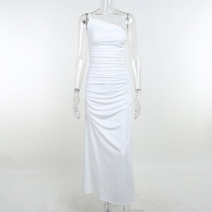 Summer Hollow Out White Midi Ruched Sleeveless Backless Club Khaki Y2K Beach Party Dress The Clothing Company Sydney