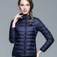 Ladies Stand Collar Duck Down Ultra Light Slim Long Sleeve Parka Puffer Jacket The Clothing Company Sydney