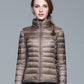 Ladies Stand Collar Duck Down Ultra Light Slim Long Sleeve Parka Puffer Jacket The Clothing Company Sydney
