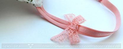 2 Piece Silk Lace Floral Push up Bow Bra and Hollow out Panties The Clothing Company Sydney