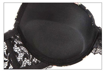 2 Piece Silk Lace Floral Push up Bow Bra and Hollow out Panties The Clothing Company Sydney