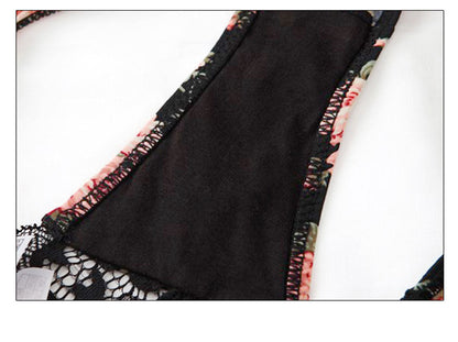 2 Piece Silk Lace Floral Push up Bow Bra and Hollow out Panties The Clothing Company Sydney