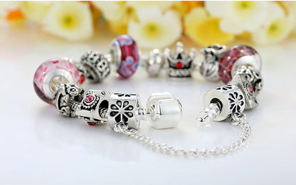 Fashion Jewelry Silver Charms Bracelet & Bangles With Queen Crown Beads Bracelet The Clothing Company Sydney
