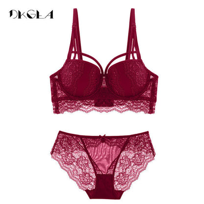2 Piece Push-up Bra  3/4 Cup  Lace Deep V Brassiere and Panty Lingerie Set The Clothing Company Sydney