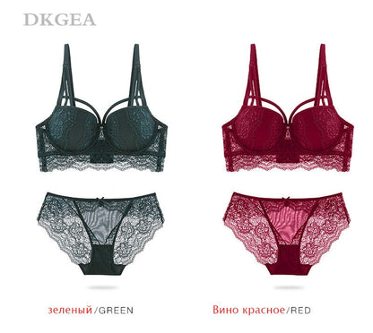 2 Piece Push-up Bra  3/4 Cup  Lace Deep V Brassiere and Panty Lingerie Set The Clothing Company Sydney