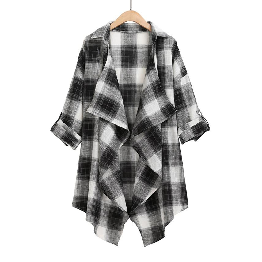 Autumn Irregular Lattice Print Ladies  Outerwear Cardigan Jacket The Clothing Company Sydney