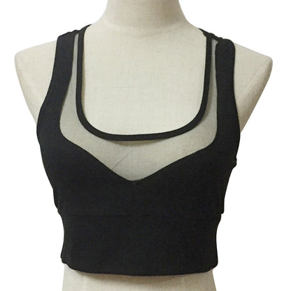 Women's V-Neck Tank Top Mesh Crop Bras Fitness Yoga Gym Top The Clothing Company Sydney