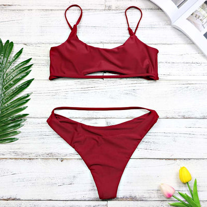 2 Piece High Waist Hollow Out Split Band Bikini Swimsuit The Clothing Company Sydney