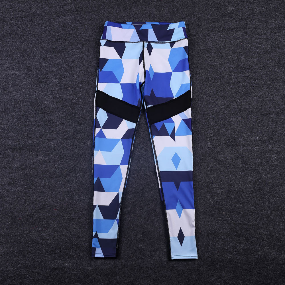 Blue Camouflage Sports Yoga Workout Gym Fitness Exercise Leggings The Clothing Company Sydney