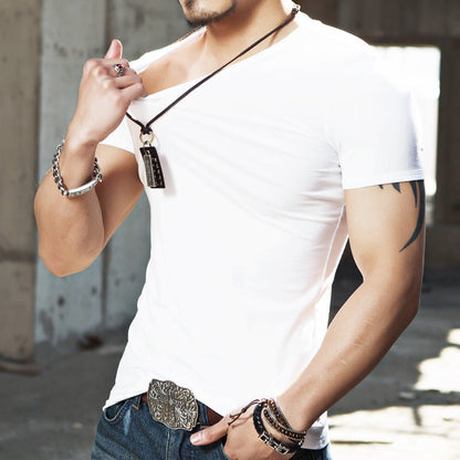 Elastic V neck Casual Mens T Shirt in 20 Colours The Clothing Company Sydney