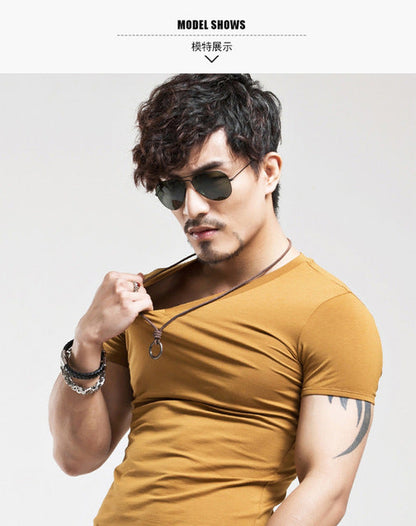 Elastic V neck Casual Mens T Shirt in 20 Colours The Clothing Company Sydney