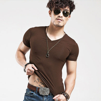 Elastic V neck Casual Mens T Shirt in 20 Colours The Clothing Company Sydney