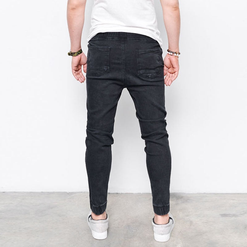 Men's Harem Jeans Washed Feet Shinny Denim Pants Hip Hop Sportswear Elastic Waist Joggers Pants The Clothing Company Sydney