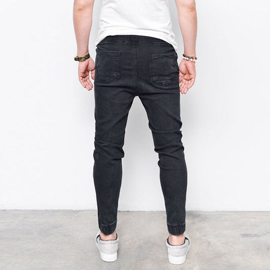 Men's Harem Jeans Washed Feet Shinny Denim Pants Hip Hop Sportswear Elastic Waist Joggers Pants The Clothing Company Sydney