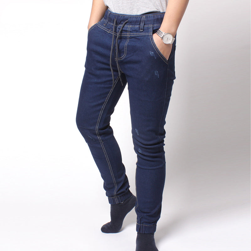 Men's Harem Jeans Washed Feet Shinny Denim Pants Hip Hop Sportswear Elastic Waist Joggers Pants The Clothing Company Sydney