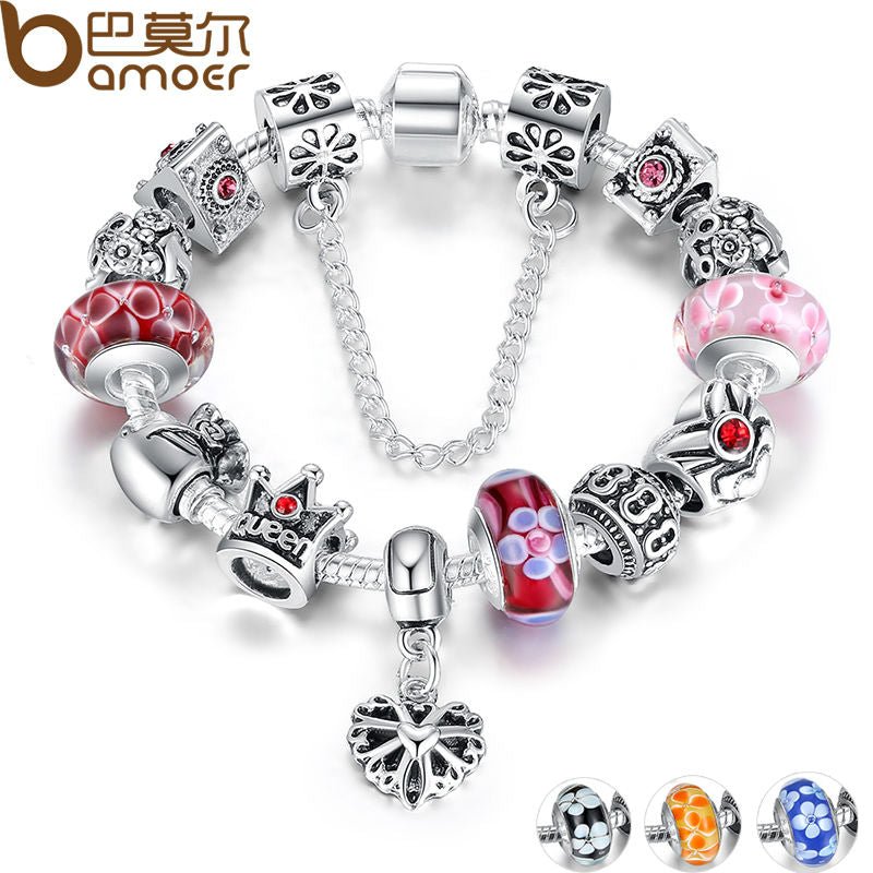 Fashion Jewelry Silver Charms Bracelet & Bangles With Queen Crown Beads Bracelet The Clothing Company Sydney