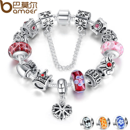 Fashion Jewelry Silver Charms Bracelet & Bangles With Queen Crown Beads Bracelet The Clothing Company Sydney