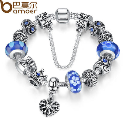 Fashion Jewelry Silver Charms Bracelet & Bangles With Queen Crown Beads Bracelet The Clothing Company Sydney