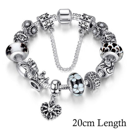 Fashion Jewelry Silver Charms Bracelet & Bangles With Queen Crown Beads Bracelet The Clothing Company Sydney