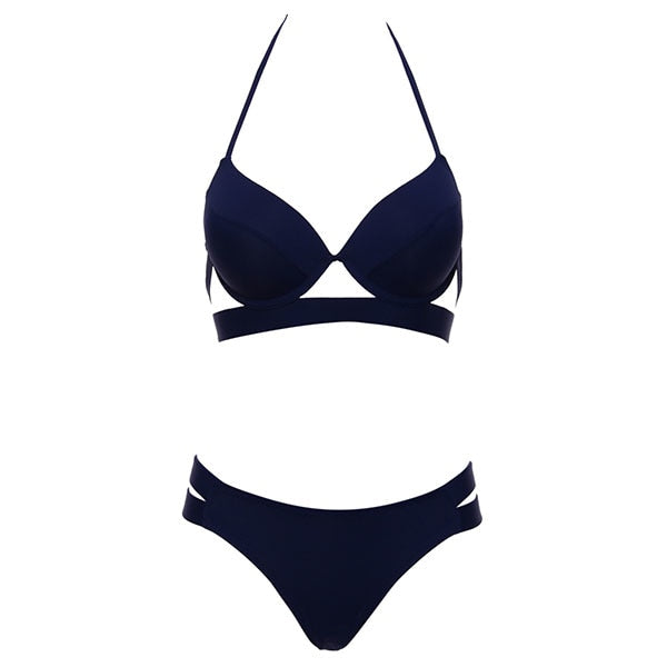 2 Piece Halter Neck Low Waist Split Band Bikini Swimsuit Swimwear The Clothing Company Sydney