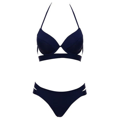 2 Piece Halter Neck Low Waist Split Band Bikini Swimsuit Swimwear The Clothing Company Sydney
