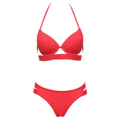 2 Piece Halter Neck Low Waist Split Band Bikini Swimsuit Swimwear The Clothing Company Sydney