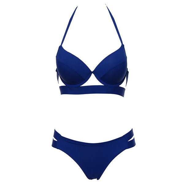 2 Piece Halter Neck Low Waist Split Band Bikini Swimsuit Swimwear The Clothing Company Sydney