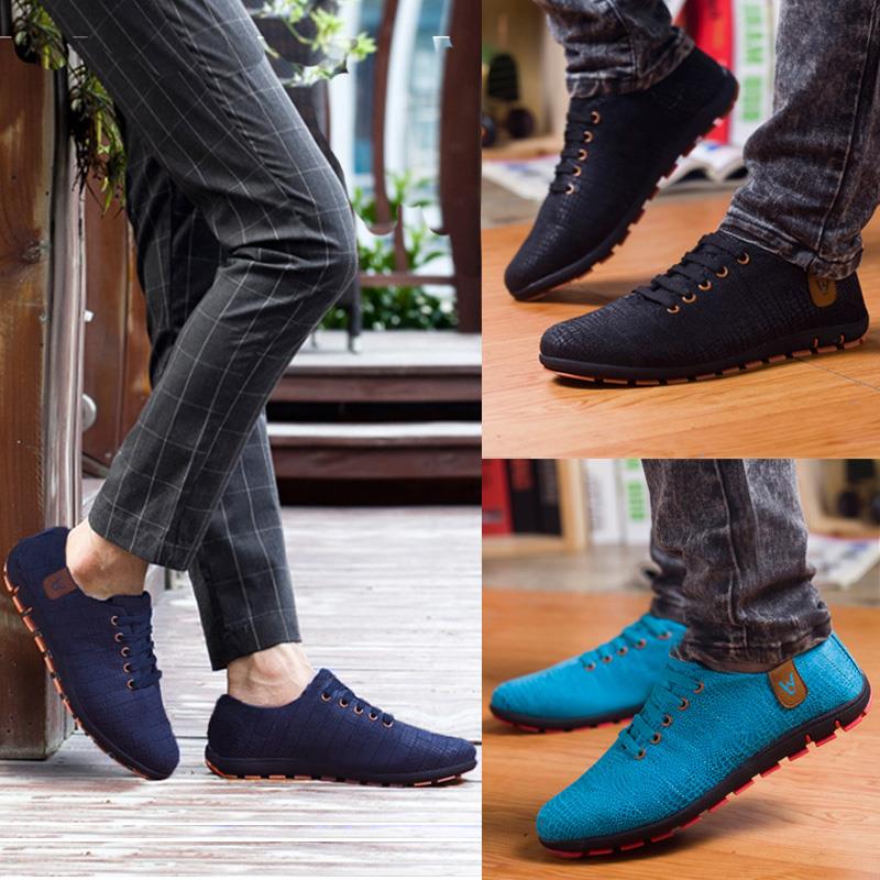 Breathable Mens Casual Low Lace-up Canvas Flat Shoes The Clothing Company Sydney