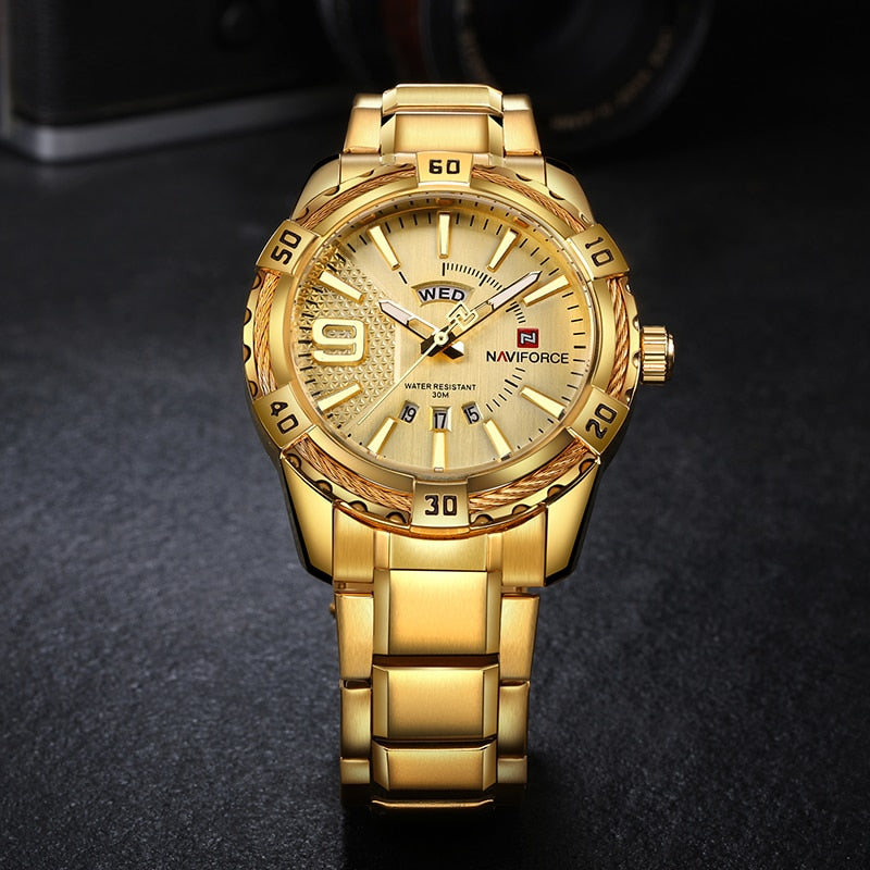 Luxury Brand  Men's Gold Watches Men's Waterproof Stainless Steel Quartz Watch The Clothing Company Sydney