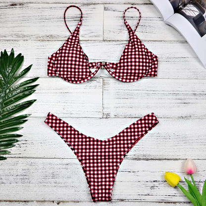 Two Piece Low Waist Bandeau Padded Low Waist Brazilian Bikini Swimwear Set (Plus Size) The Clothing Company Sydney