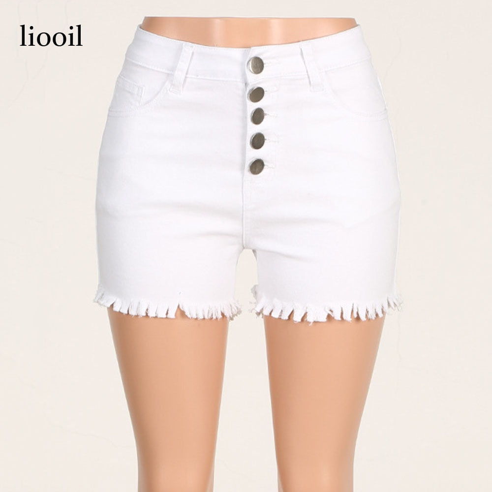 Black White Red Denim Cotton High Waist Pocket Skinny Jean Shorts The Clothing Company Sydney