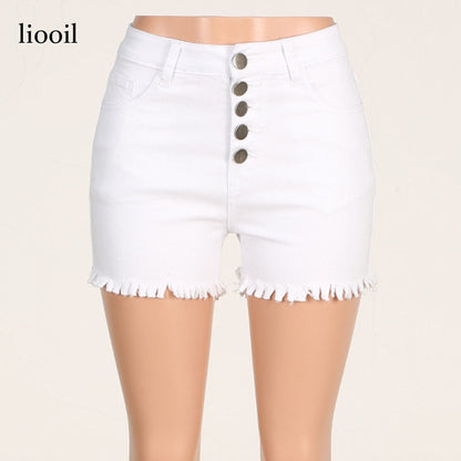 Black White Red Denim Cotton High Waist Pocket Skinny Jean Shorts The Clothing Company Sydney
