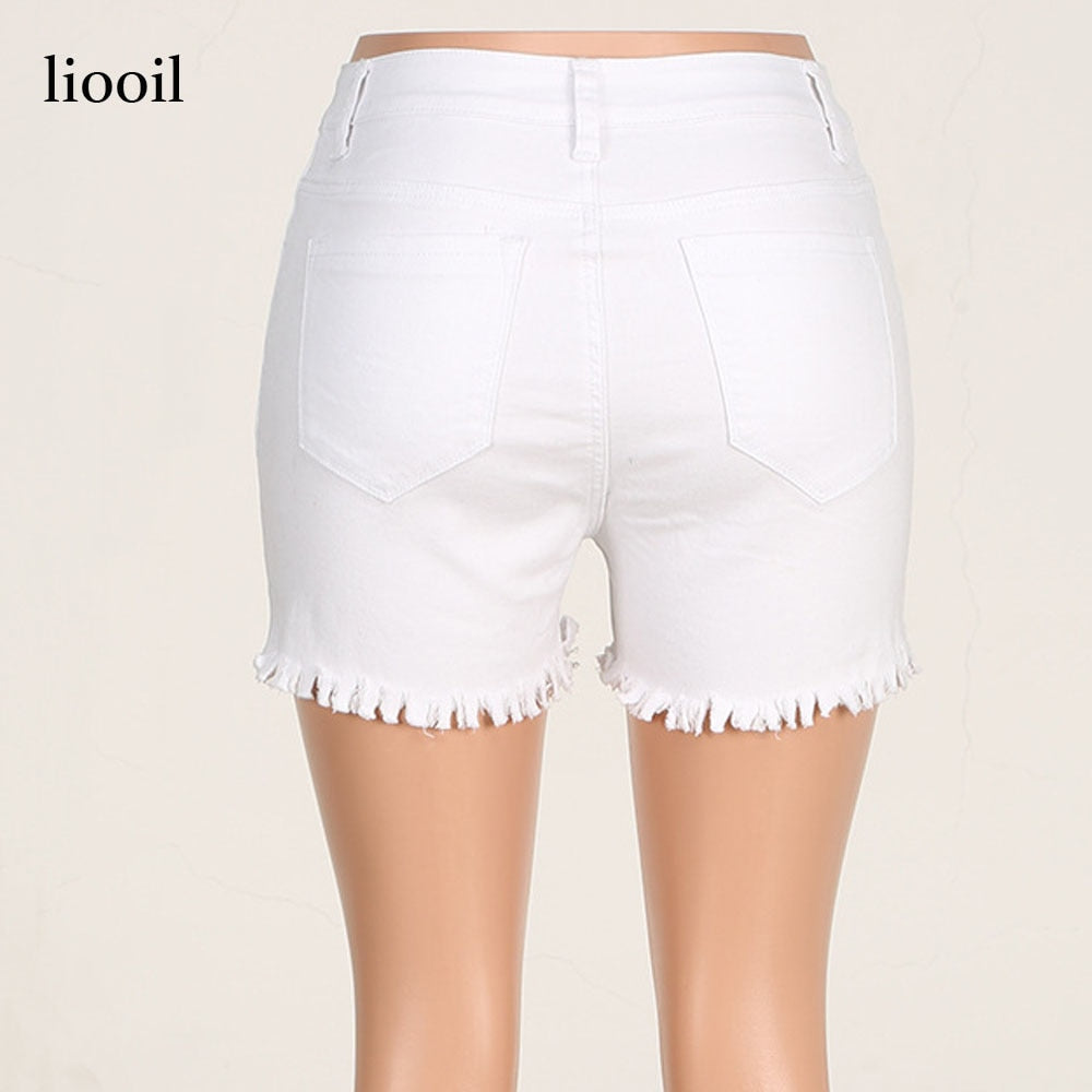 Black White Red Denim Cotton High Waist Pocket Skinny Jean Shorts The Clothing Company Sydney