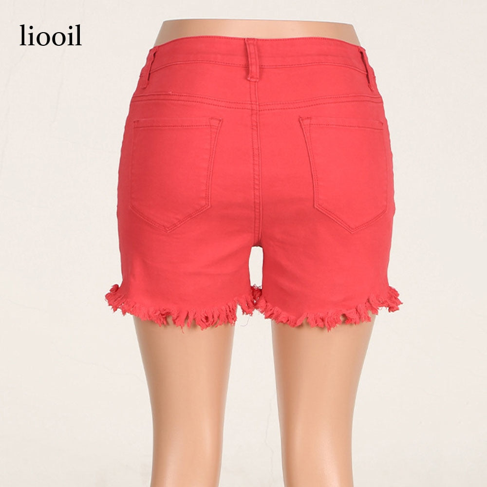 Black White Red Denim Cotton High Waist Pocket Skinny Jean Shorts The Clothing Company Sydney