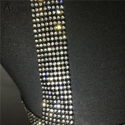 Backless Rhinestone Metal Crystal Diamonds Sequined Night Club Party Wear Crop Top The Clothing Company Sydney