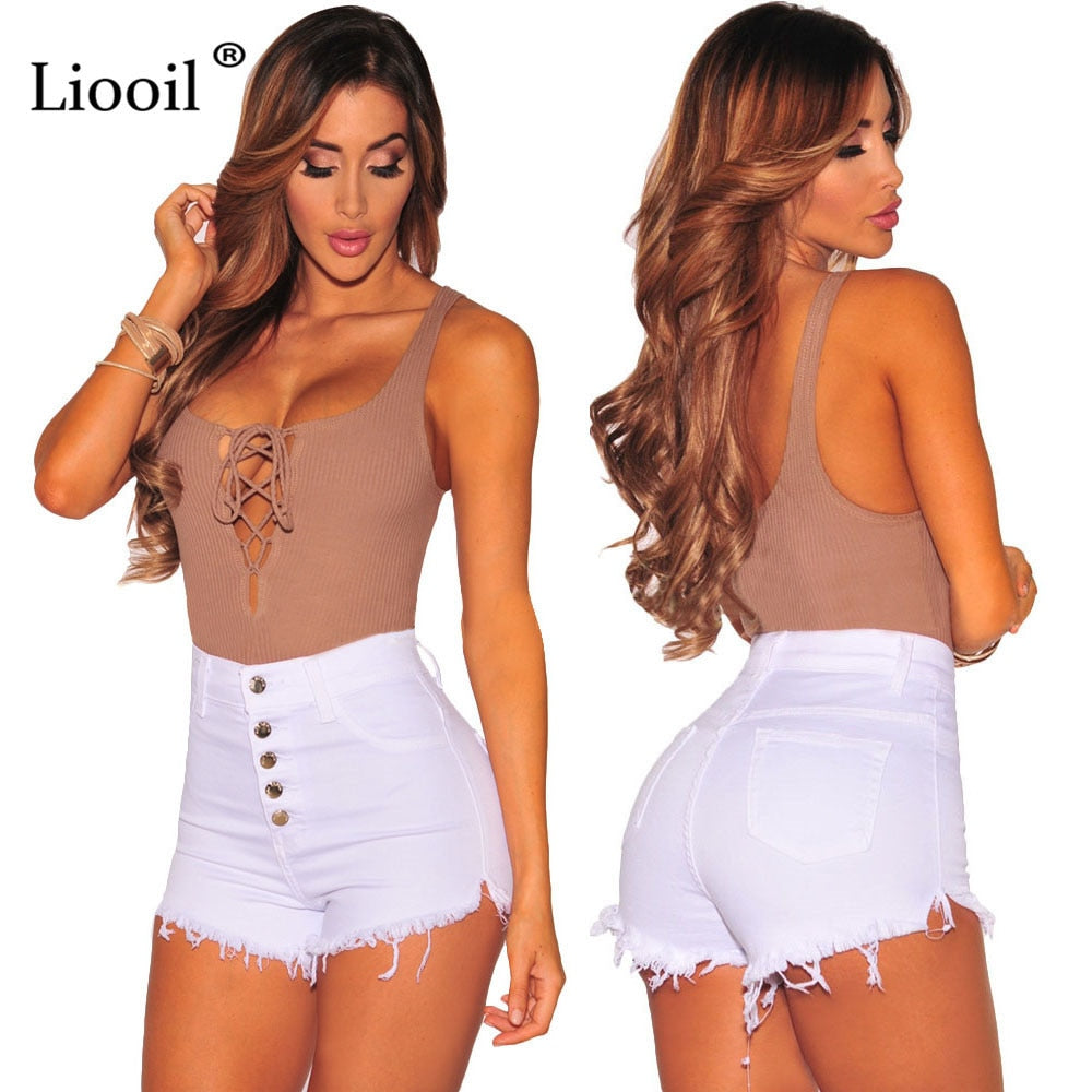 Black White Red Denim Cotton High Waist Pocket Skinny Jean Shorts The Clothing Company Sydney