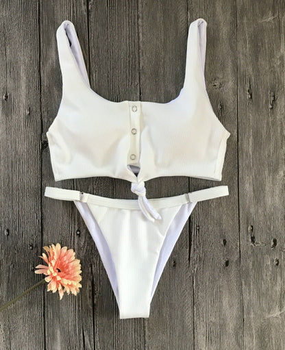 2 Piece Front Tie Bra Low Waist G String Bikini Swimwear Swimsuit The Clothing Company Sydney