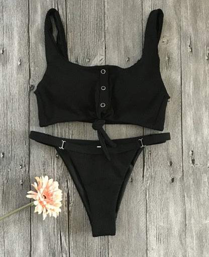2 Piece Front Tie Bra Low Waist G String Bikini Swimwear Swimsuit The Clothing Company Sydney
