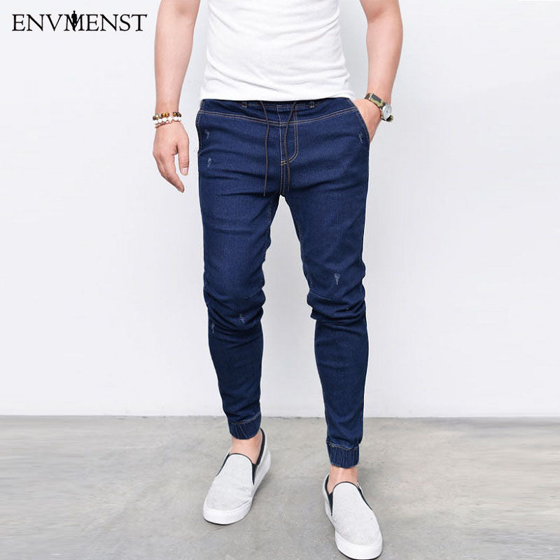 Men's Harem Jeans Washed Feet Shinny Denim Pants Hip Hop Sportswear Elastic Waist Joggers Pants The Clothing Company Sydney