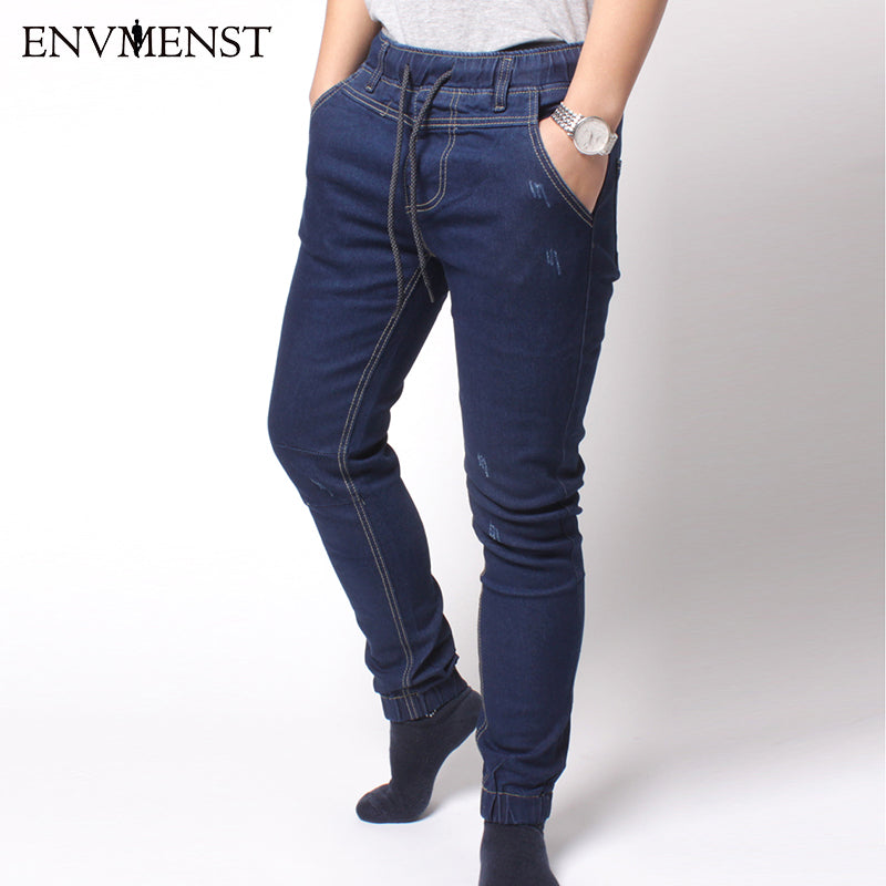 Men's Harem Jeans Washed Feet Shinny Denim Pants Hip Hop Sportswear Elastic Waist Joggers Pants The Clothing Company Sydney