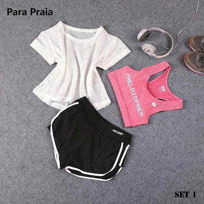 Three Piece Yoga Set Sport Shirt for Women Sports bra Fitness Flare Pants Tracksuit Gym Leggings in 15 styles The Clothing Company Sydney