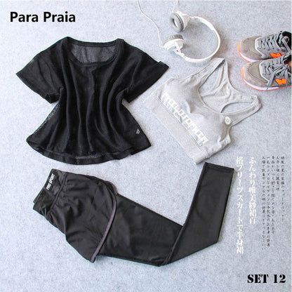 Three Piece Yoga Set Sport Shirt for Women Sports bra Fitness Flare Pants Tracksuit Gym Leggings in 15 styles The Clothing Company Sydney