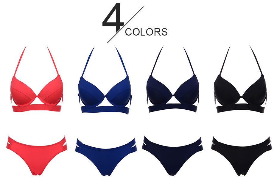 2 Piece Halter Neck Low Waist Split Band Bikini Swimsuit Swimwear The Clothing Company Sydney