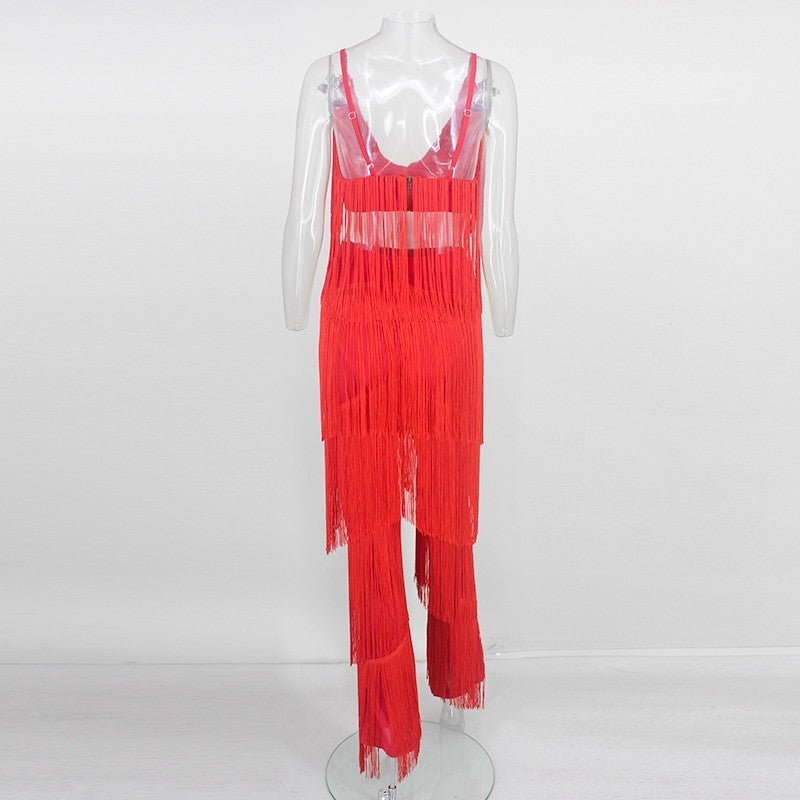 Two Piece Sets Long Pants And Strap Tops Tassel Set Trousers Sexy Solid Party Club Casual Wear Suit The Clothing Company Sydney