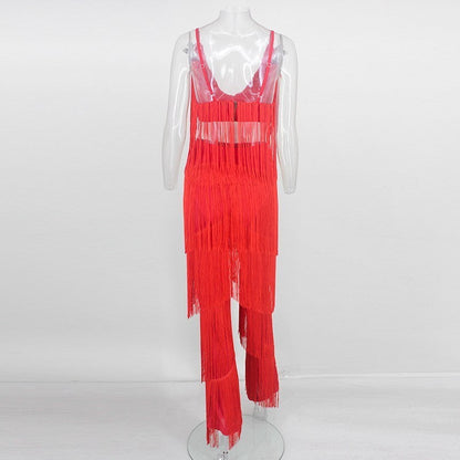 Two Piece Sets Long Pants And Strap Tops Tassel Set Trousers Sexy Solid Party Club Casual Wear Suit The Clothing Company Sydney