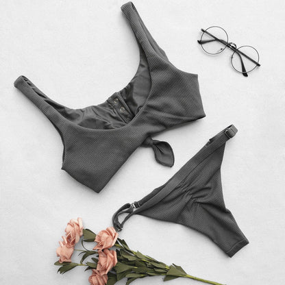 2 Piece Front Tie Bra Low Waist G String Bikini Swimwear Swimsuit The Clothing Company Sydney
