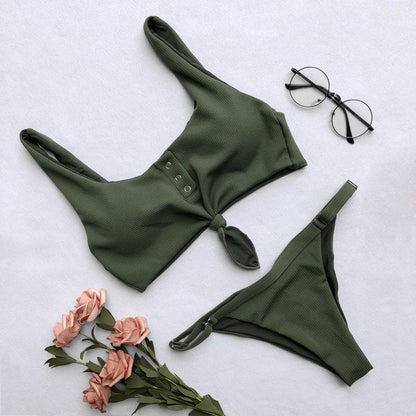 2 Piece Front Tie Bra Low Waist G String Bikini Swimwear Swimsuit The Clothing Company Sydney