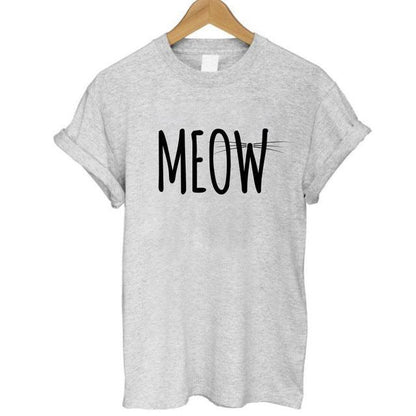 100% Cotton Meow Print Women Cat Casual Funny Shirt Top Tee Hipster T-Shirt The Clothing Company Sydney