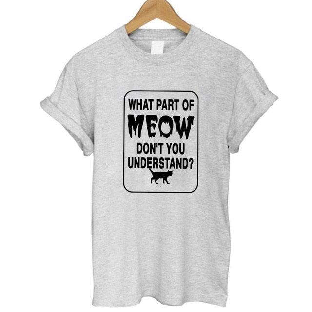 100% Cotton Meow Print Women Cat Casual Funny Shirt Top Tee Hipster T-Shirt The Clothing Company Sydney